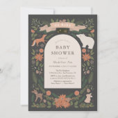 冬の葉ウッドランド動物海軍ベビーシャワー 招待状 (正面)