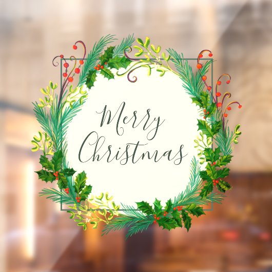 冬の葉エレガントリースメリークリスマス ウィンドウサイン (シート2)