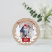 冬の葉クラフト紙 | 休日の写真カード シーズンカード (スタンド正面)