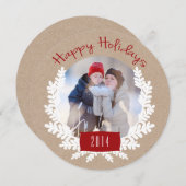 冬の葉クラフト紙 | 休日の写真カード シーズンカード (正面/裏面)