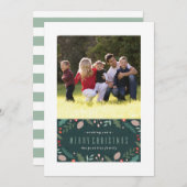 冬の葉クリスマスカード – ティール(緑がかった色) シーズンカード (正面/裏面)