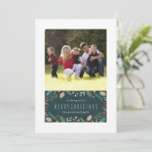 冬の葉クリスマスカード – ティール(緑がかった色) シーズンカード (スタンド正面)