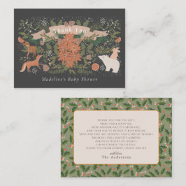 冬の葉ネイビー赤ちゃんシャワー ノートカード