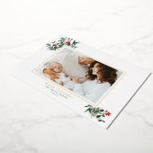 冬の葉フォイルフレームクリスマスフォトカード 箔シーズンカード (回転した状態)