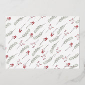 冬の葉フォイルフレームクリスマスフォトカード 箔シーズンカード (裏面)