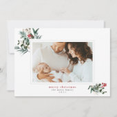 冬の葉フレームクリスマスフォトカード シーズンカード (正面)
