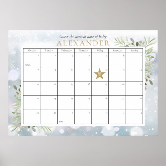 冬の葉ベビーシャワーは期日ゲームを推測 ポスター (正面)