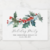 冬の葉ホリーベリーミニシャンパンラベル スパークリングワインラベル (シングルラベル)