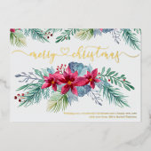 冬の葉ポインセチア水の色ガーランド金ゴールド 箔シーズンカード (正面)