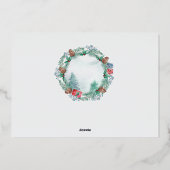 冬の葉ポインセチア水の色ガーランド金ゴールド 箔シーズンカード (裏面)