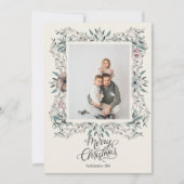 冬の葉メリークリスマスフォトホリデー シーズンカード (正面)