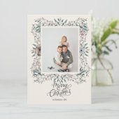 冬の葉メリークリスマスフォトホリデー シーズンカード (スタンド正面)