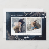 冬の葉海軍の水色2枚の写真 シーズンカード (正面)