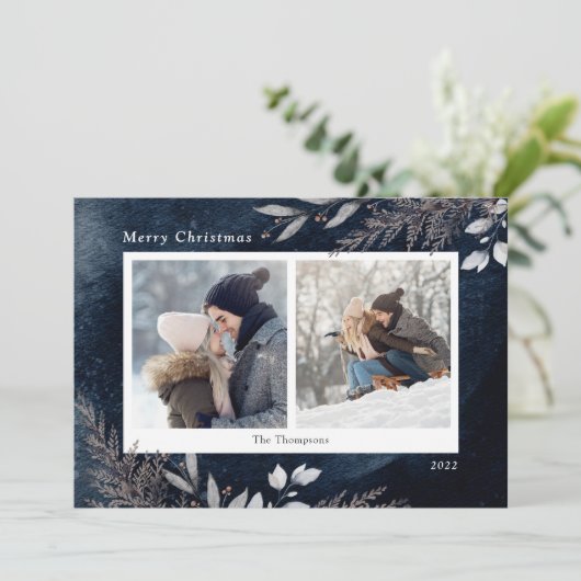 冬の葉海軍の水色2枚の写真 シーズンカード (スタンド正面)