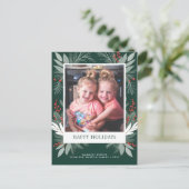 冬の葉緑の幸せな休日の写真 シーズンポストカード (スタンド正面)