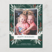 冬の葉緑の幸せな休日の写真 シーズンポストカード (正面)