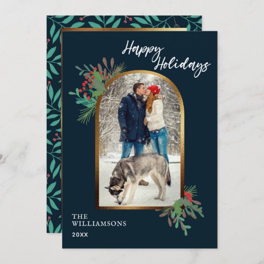 冬の葉 カスタム フォト クリスマス ハッピー (正面/裏面)