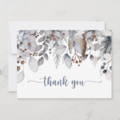 冬の葉、実、ホリー、パーティー サンキューカード (正面)