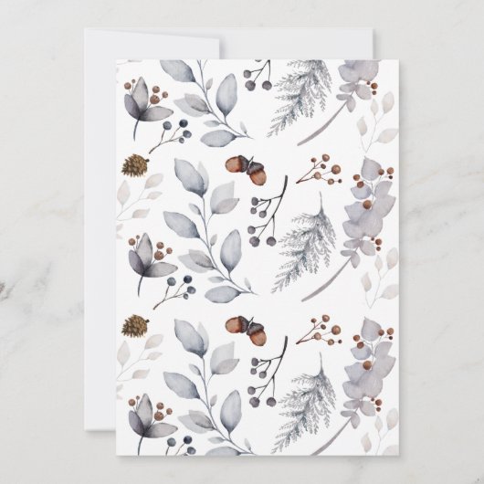 冬の葉、果実の赤ちゃんシャワー 招待状 (裏面)