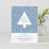 冬の葉 | 青いホリデーパーティーの招待状 招待状 (スタンド正面)