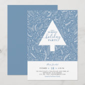 冬の葉 | 青いホリデーパーティーの招待状 招待状 (正面/裏面)