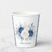 冬の薔薇の結婚式 ブルー&ホワイト 紙コップ (正面)