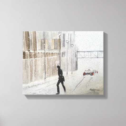 冬の街の水の色 キャンバスプリント (正面)