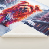 冬の街並みに愛らしい霜の降りた通り犬 シェルパブランケット (3/4)