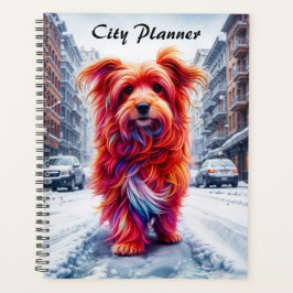 冬の街並みに愛らしい霜の降りた通り犬 プランナー手帳