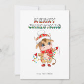 冬の衣装を着た可愛いクリスマスカウズ シーズンカード (正面)