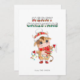 冬の衣装を着た可愛いクリスマスカウズ シーズンカード