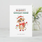 冬の衣装を着た可愛いクリスマスカウズ シーズンカード (スタンド正面)