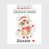 冬の衣装を着た可愛いクリスマスカウズ シール (シート)