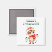 冬の衣装を着た可愛いクリスマスカウズ マグネット (正面/裏面)