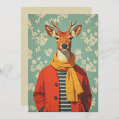 冬の装いの愛らしい鹿 シーズンカード (正面/裏面)