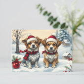 冬の装名門私立校風の装の小型犬と帽子カード (スタンド正面)