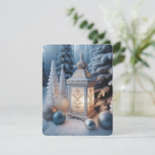 冬の装飾付き霜のランタン シーズンカード (スタンド正面)