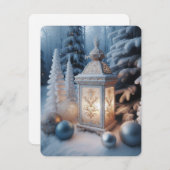 冬の装飾付き霜のランタン シーズンカード (正面/裏面)