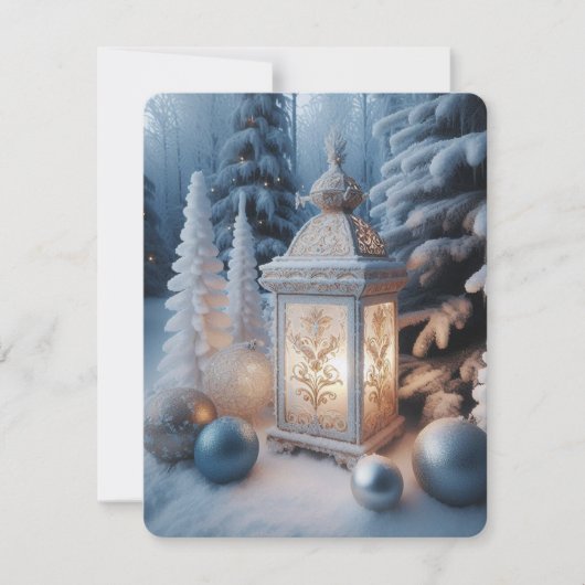 冬の装飾付き霜のランタン シーズンカード (正面)