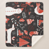 冬の要素:かわいい手を描いた。 シェルパブランケット (正面)