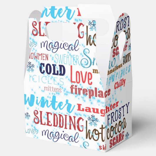 冬の言葉タイポグラフィおもしろいパーティーの好意ボックス フェイバーボックス (オープン)