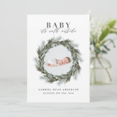 冬の誕生の発表クリスマスフォトホリデー 案内状 (スタンド正面)
