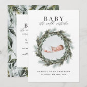 冬の誕生の発表クリスマスフォトホリデー 案内状 (正面/裏面)