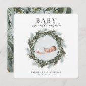 冬の誕生の発表クリスマスフォトホリデー 案内状 (正面/裏面)