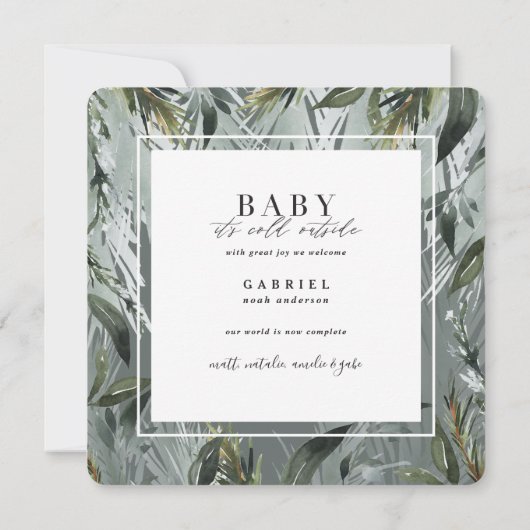 冬の誕生の発表クリスマスフォトホリデー 案内状 (裏面)