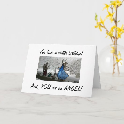 冬の誕生日で カード (黄色い花)