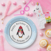 冬の誕生日のためのペンギン誕生日パーティープレート ペーパープレート (パーティー)
