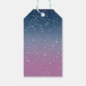 冬の誕生日の青紫色の雪の木 ギフトタグ (裏面)
