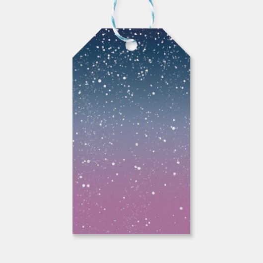 冬の誕生日の青紫色の雪の木 ギフトタグ (裏面)