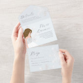 冬の誕生日スノーイキンセアニェラ15年ブルー オールインワン招待状 (貼ってはがせる)